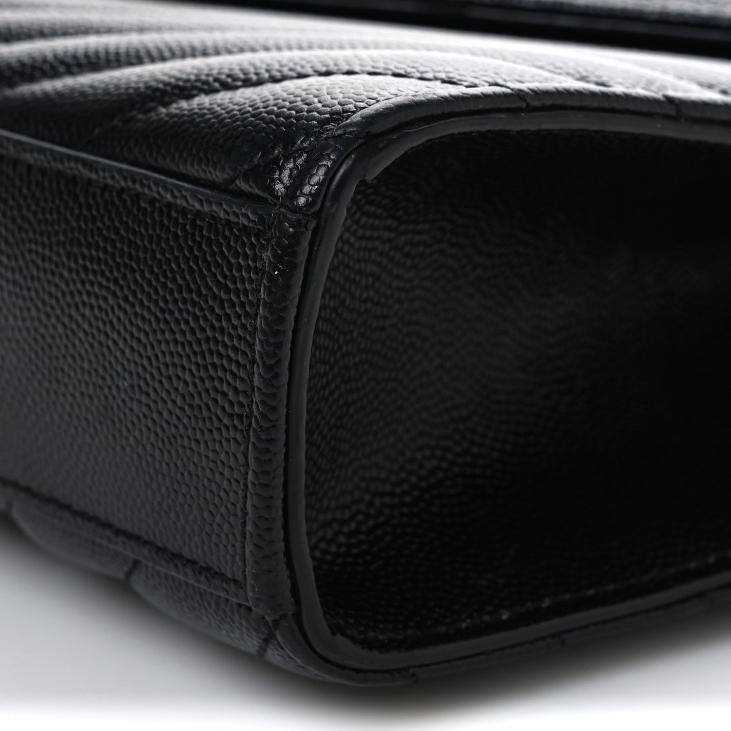 Saint Laurent Grain De Poudre Matelasse Chevron Medium Monogram Satchel Black 9 of 9