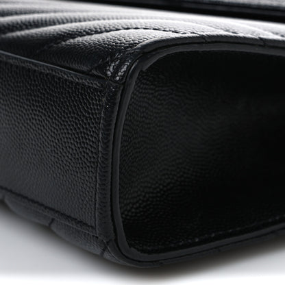 Saint Laurent Grain De Poudre Matelasse Chevron Medium Monogram Satchel Black 9 of 9