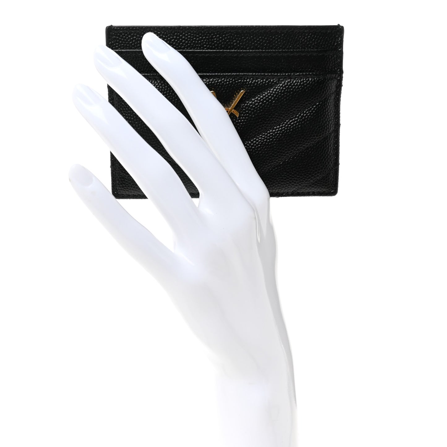 Grain De Poudre Matelasse Chevron Monogram Credit Card Case Black