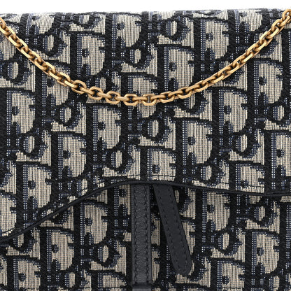 Christian Dior Oblique Saddle Chain Pouch Blue 8 of 12