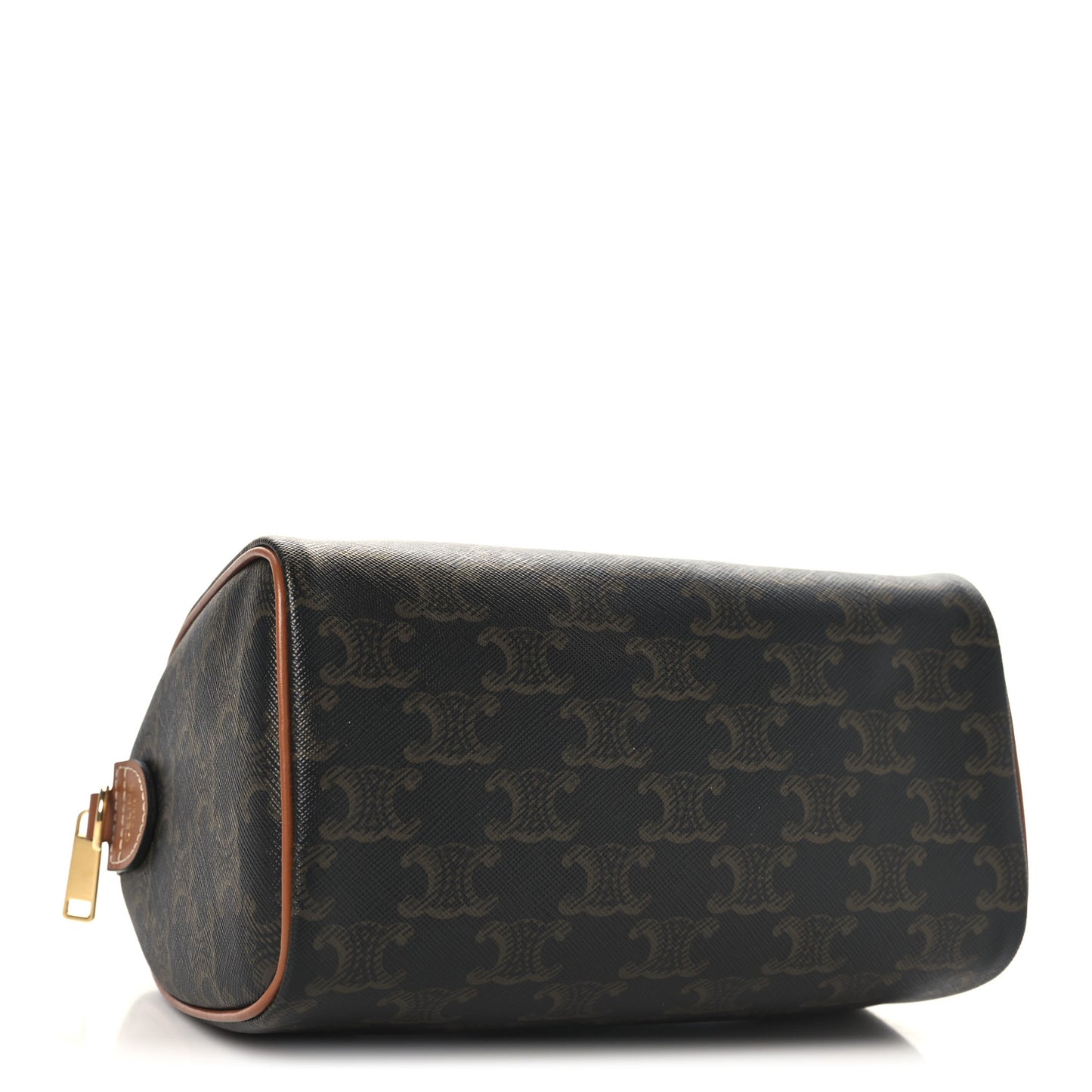 Triomphe Canvas Calfskin Small Boston Bag Tan