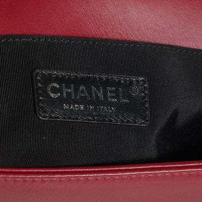Chanel Calfskin Chain Chevron Medium Boy Flap Red 7 of 8