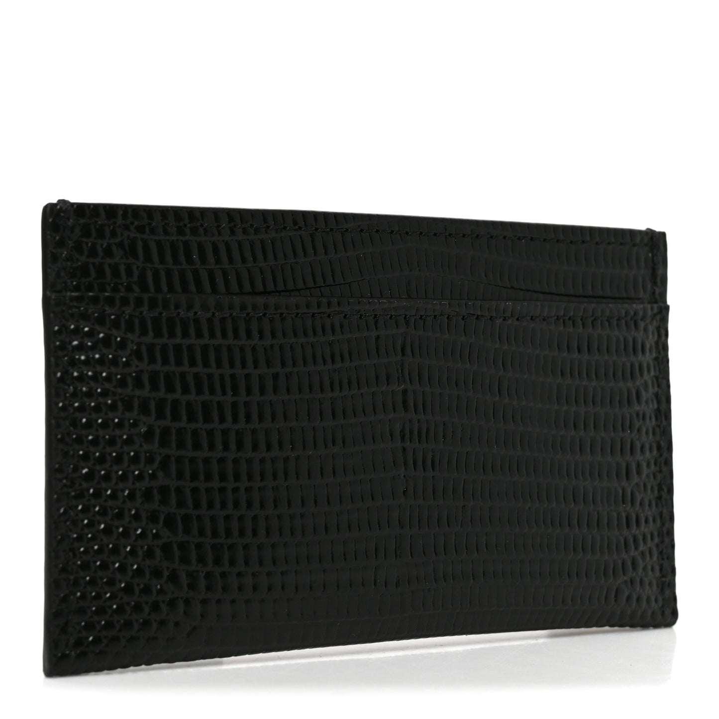 Calfskin Lizard Embossed Card Holder Black
