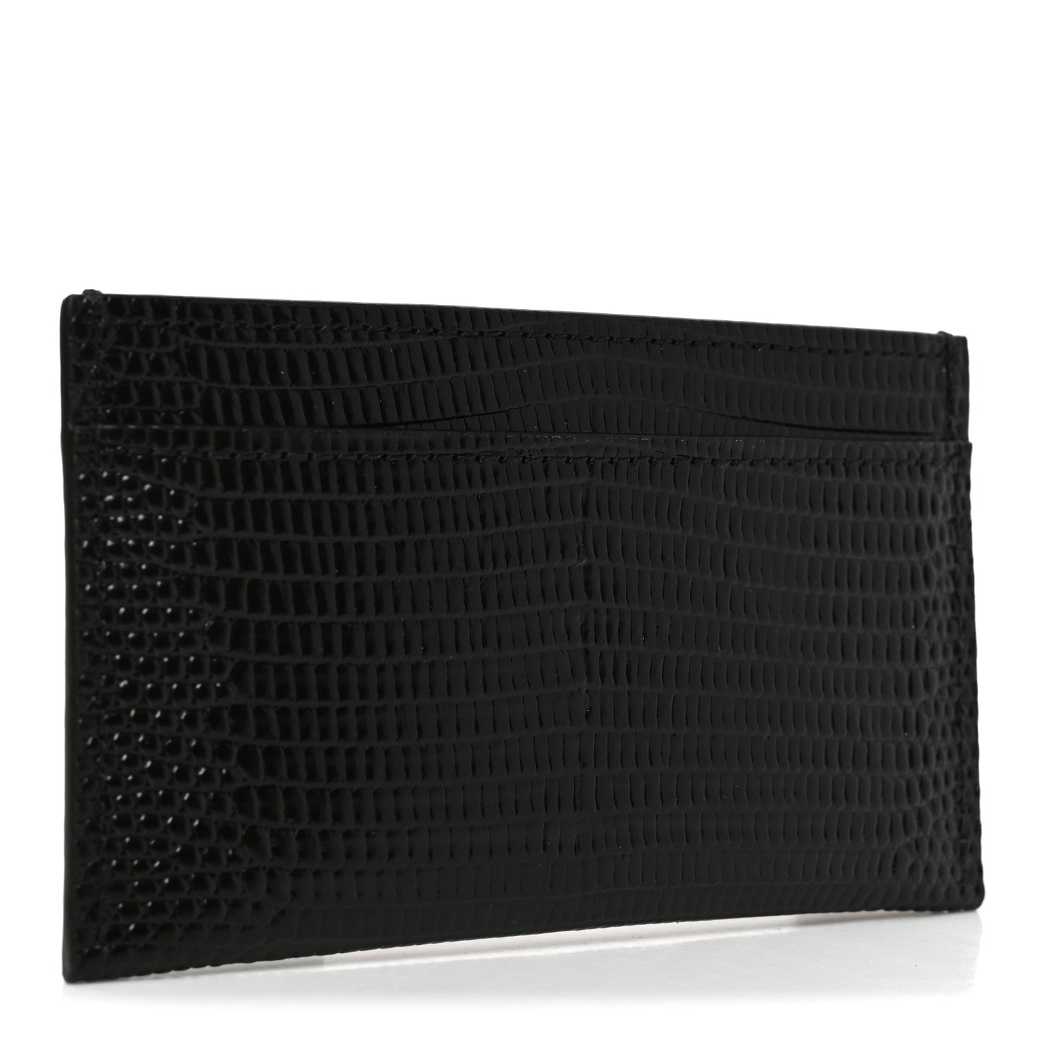 Chanel Calfskin Lizard Embossed Card Holder Black 3 of 8