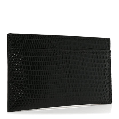 Chanel Calfskin Lizard Embossed Card Holder Black 3 of 8