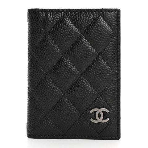 Caviar Quilted Card Holder Wallet Black