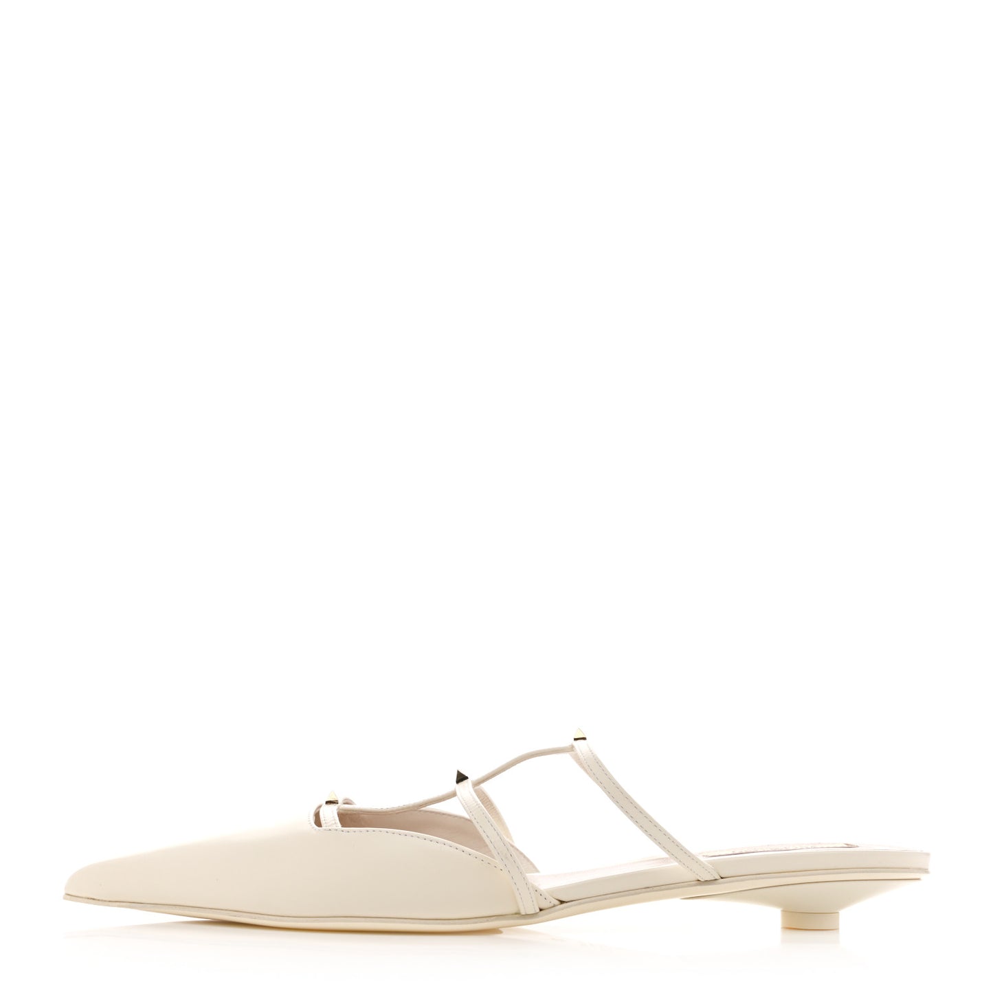 Calfskin Rockstud Wispy Mules 37.5 Ivory