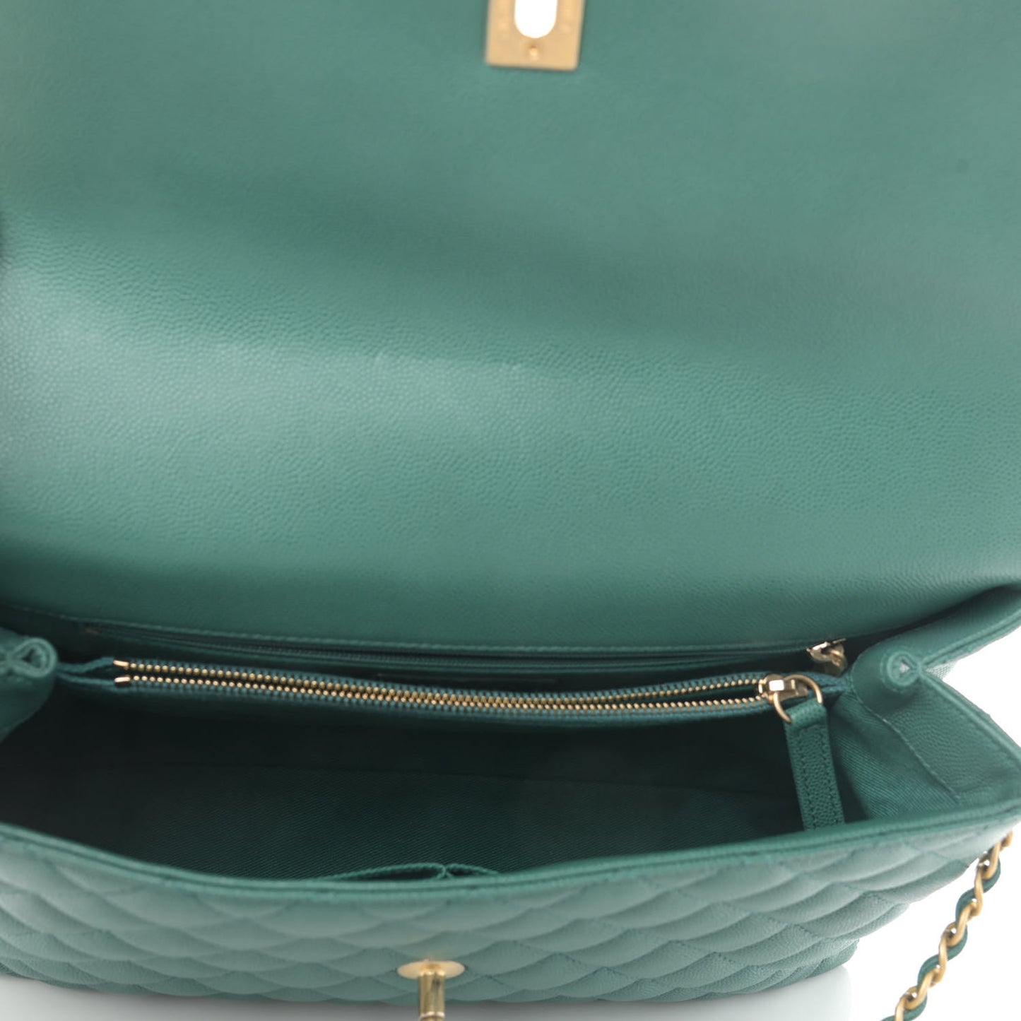 Caviar Quilted Medium Coco Handle Flap Green