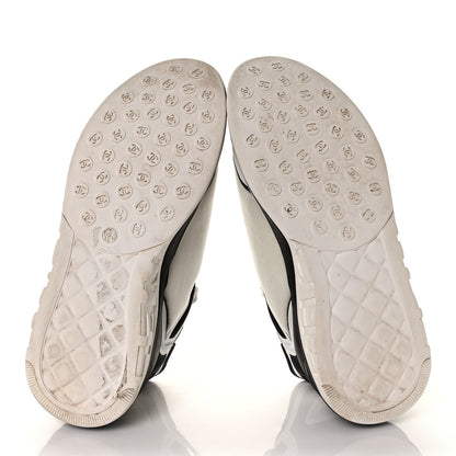 Chanel Lycra Womens CC Sneakers 38.5 White Black 5 of 6