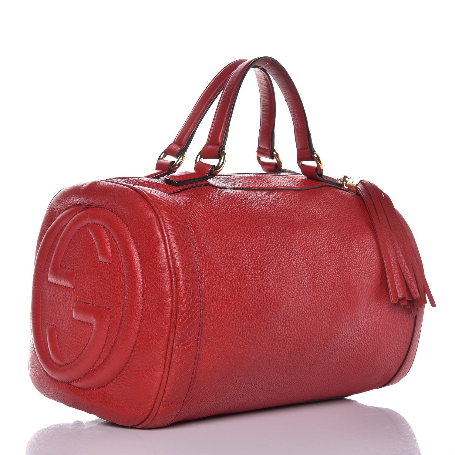 Gucci Pebbled Calfskin Medium Soho Boston Red 3 of 11