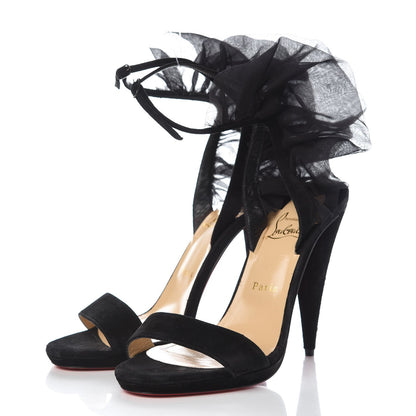 Christian Louboutin Veau Velours Jacqueline 120 Sandal Heels 39 Version Black 3 of 8