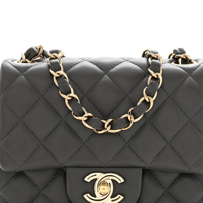 Chanel Lambskin Quilted Mini Square Flap Dark Grey 8 of 13