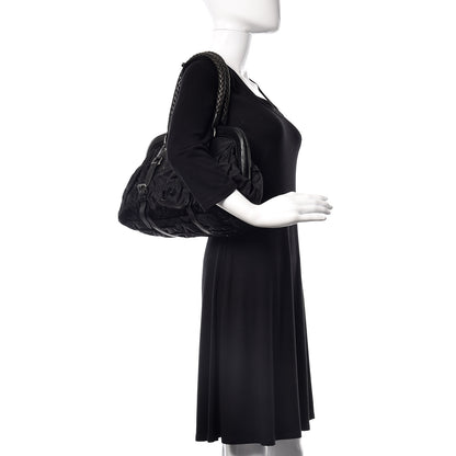 Prada Tessuto Nylon Nappa Braided Gaufre Frame Black 2 of 9