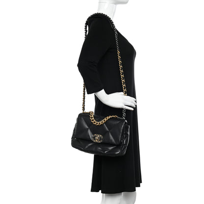 Chanel Shiny Goatskin Quilted Medium Chanel 19 Flap Black 2 of 10