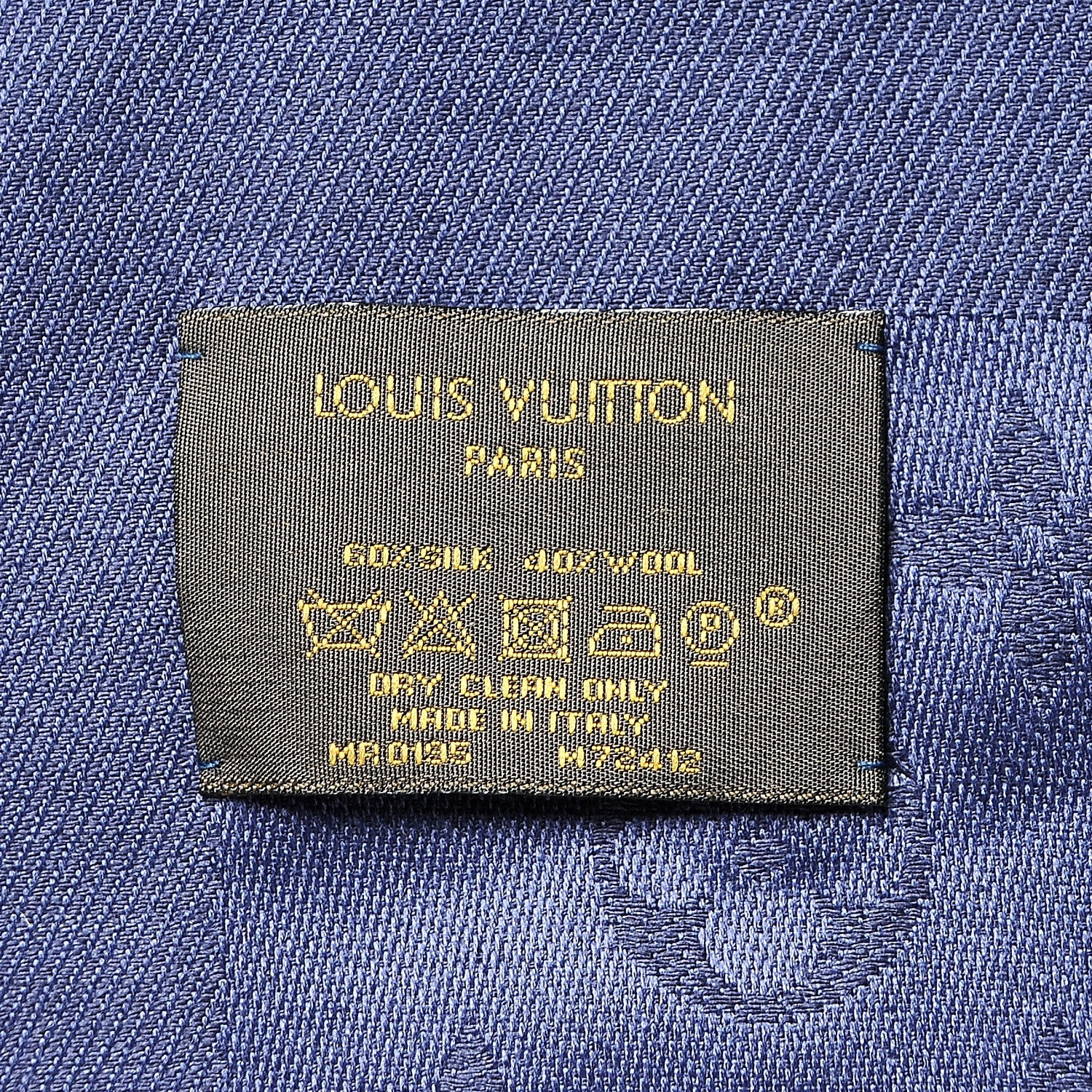 Louis Vuitton Wool Silk Monogram Shawl Night Blue 4 of 4