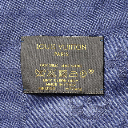 Louis Vuitton Wool Silk Monogram Shawl Night Blue 4 of 4