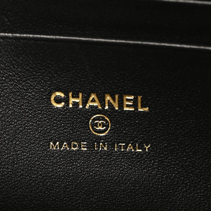Chanel Suede Calfskin Shiny Lambskin Quilted Top Handle Slim Vanity Case With Chain Beige Black 6 of 11