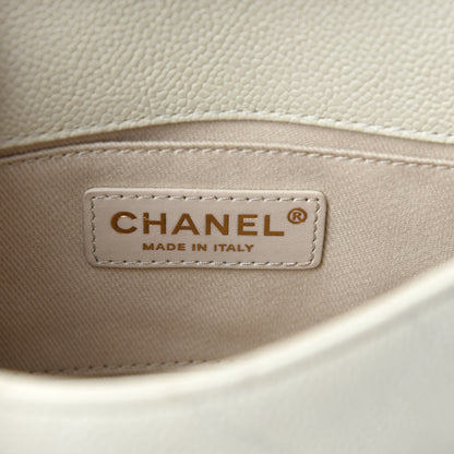 Chanel Caviar Stitched Top Handle Flap White 8 of 10