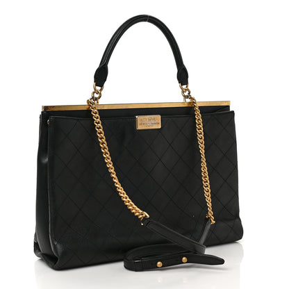 Chanel Lambskin Stitched Large Coco Lux Shopping Tote Black 3 of 9