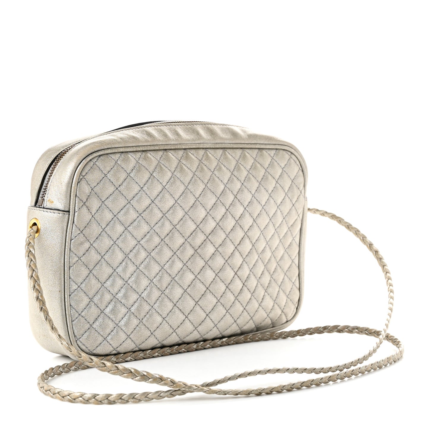 Laminated Nappa Web Trapuntata Mini GG Shoulder Bag Argento