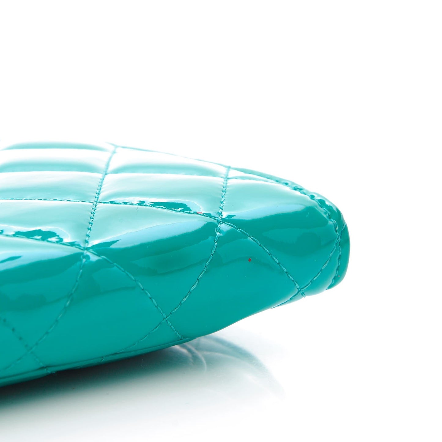 Patent Quilted Zip Pocket Wallet Turquoise