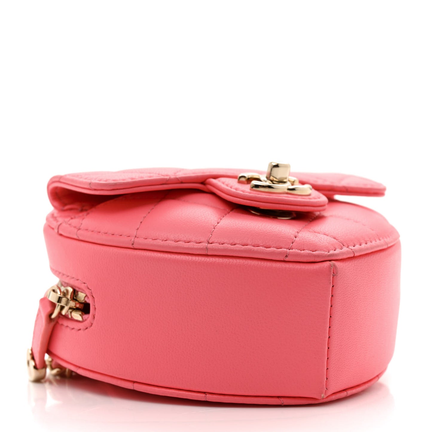 Lambskin Quilted CC In Love Heart Waist Belt Bag With Chain Pink