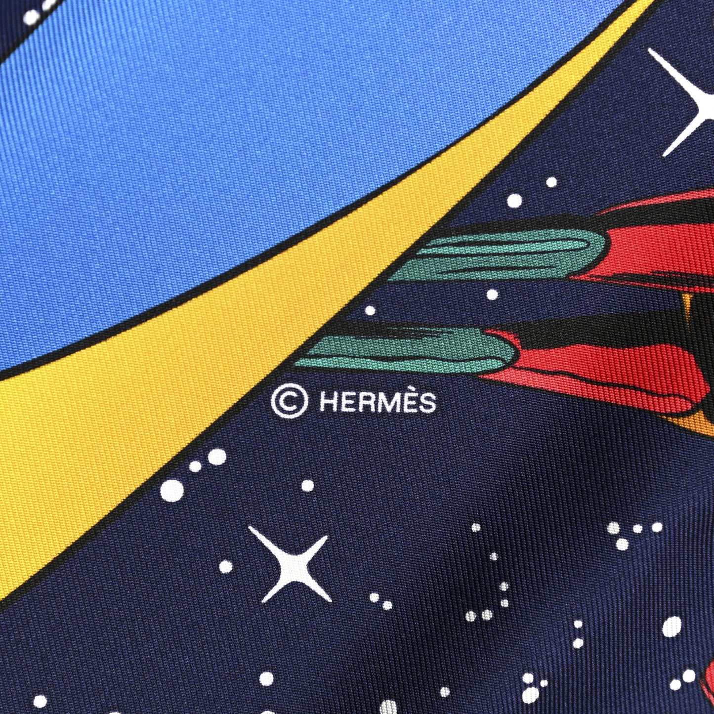 Silk Space Derby Scarf 90 Marine Rose Vif Multicolor