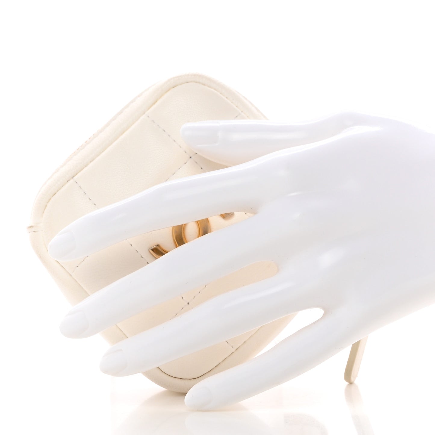 Lambskin Quilted Diamond Arm Coin Purse White