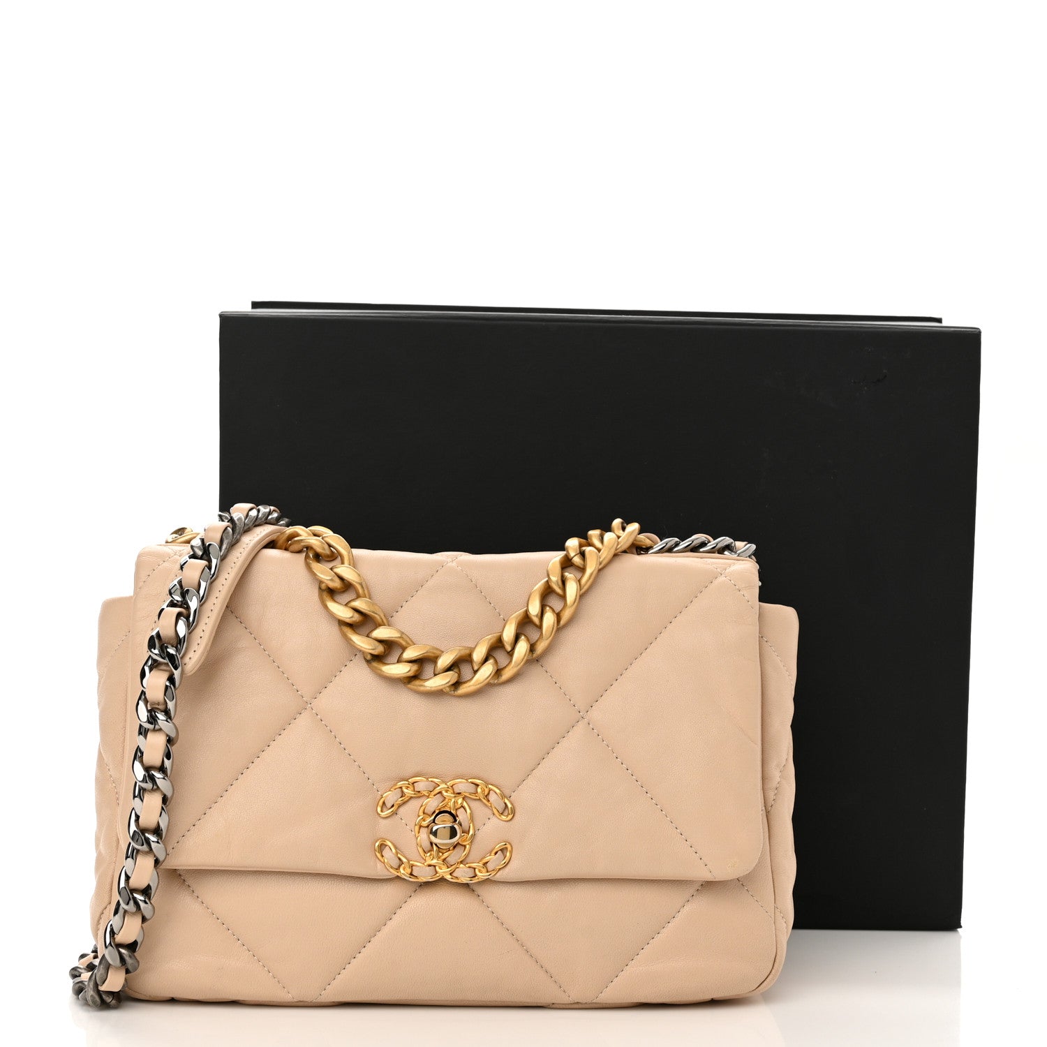 Chanel Lambskin Quilted Medium Chanel 19 Flap Beige 11 of 11