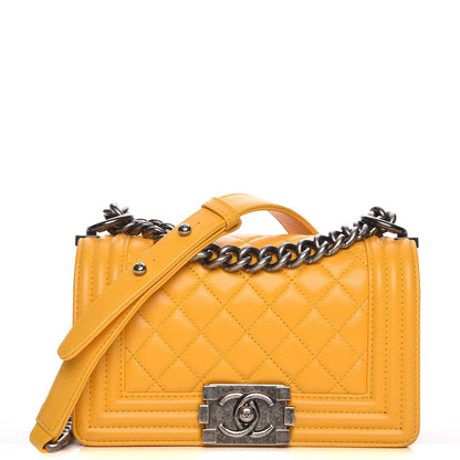 Chanel Lambskin Quilted Small Boy Flap Yellow 1 of 11