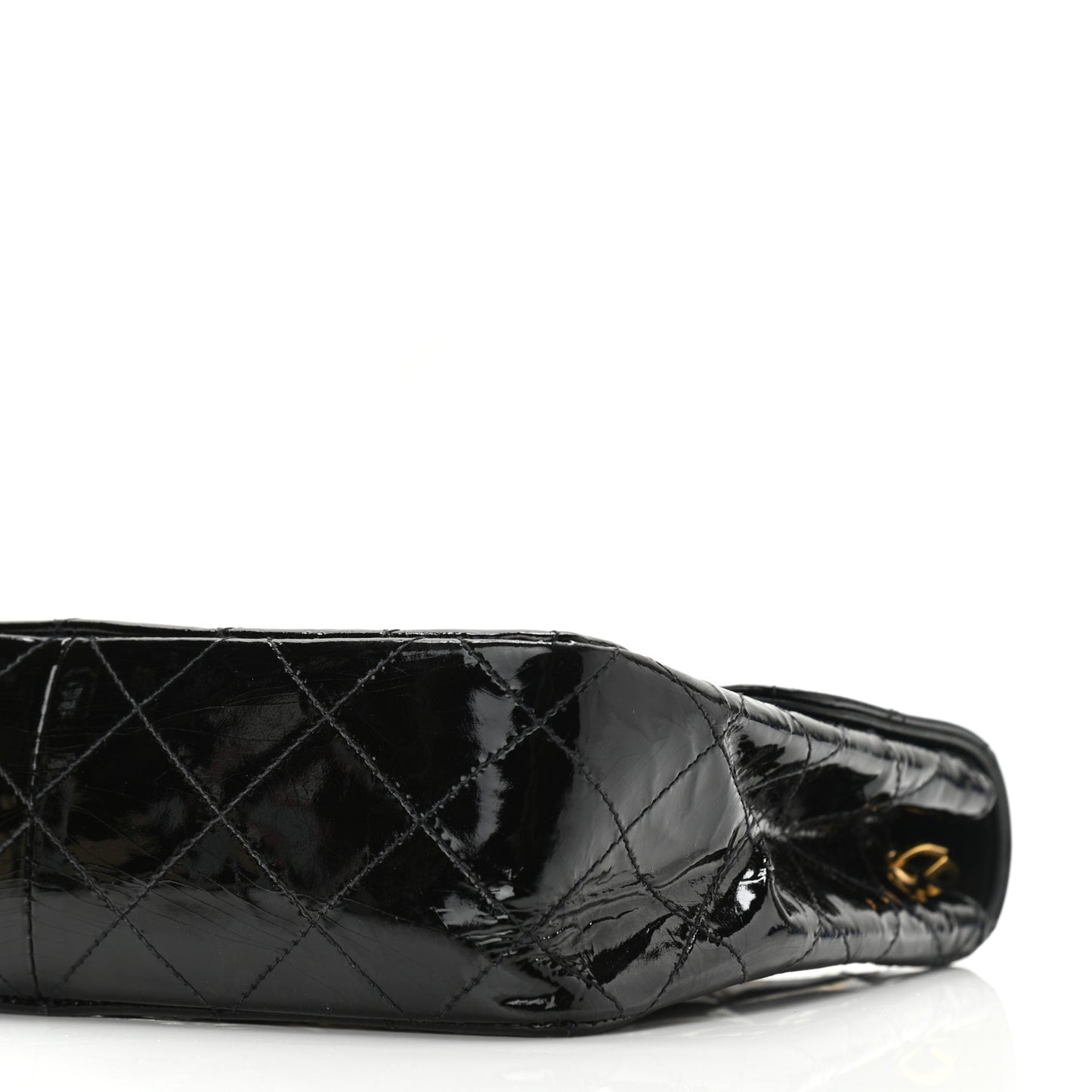 Patent Quilted Small Single Flap Black