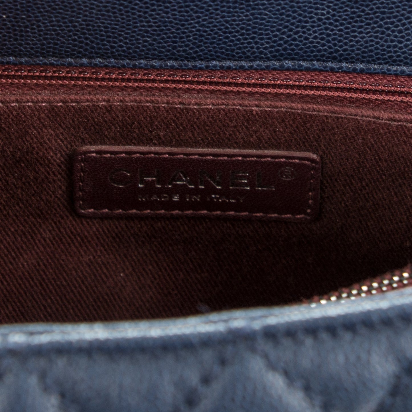 Caviar Quilted Small Coco Handle Flap Navy