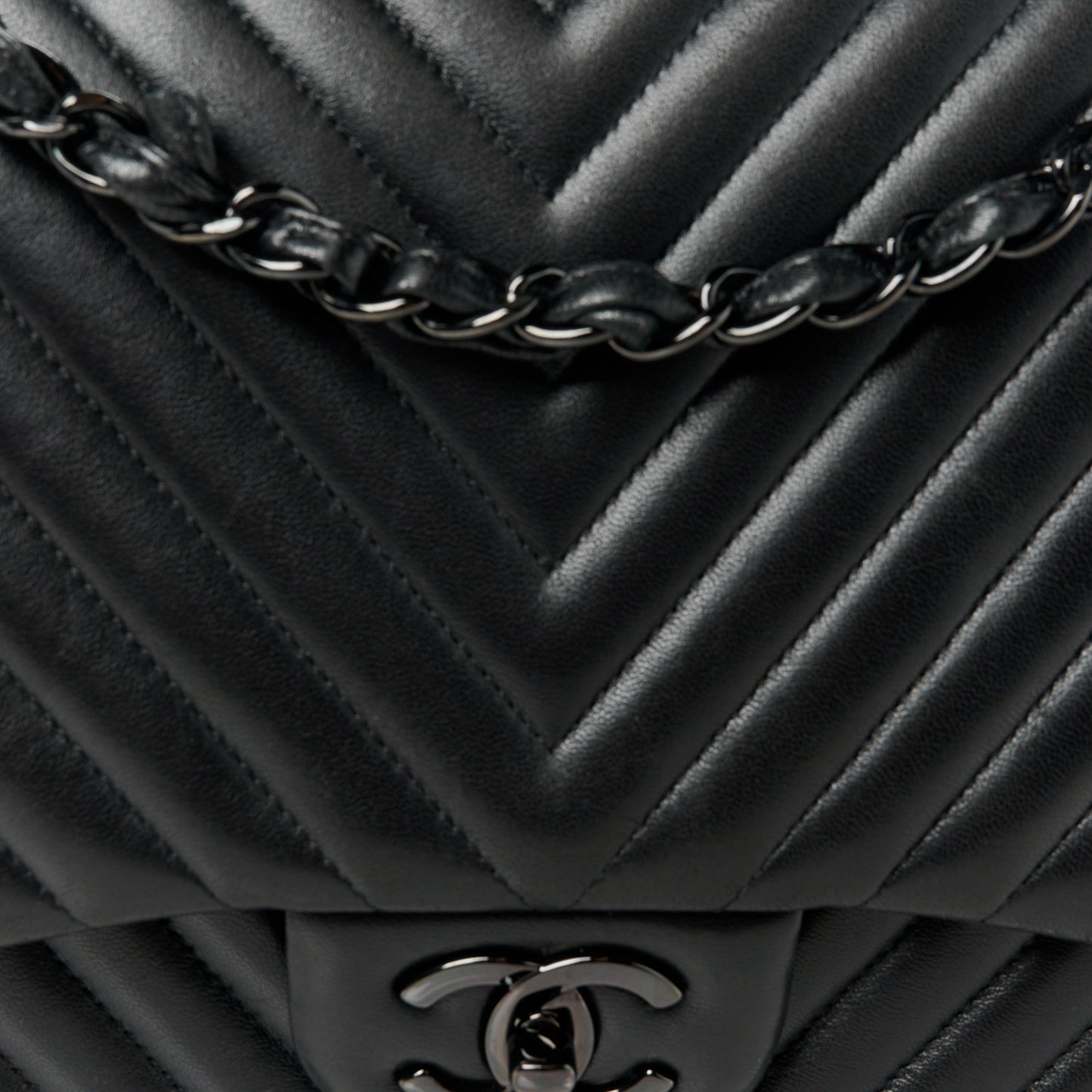 Lambskin Chevron Quilted Maxi Double Flap So Black