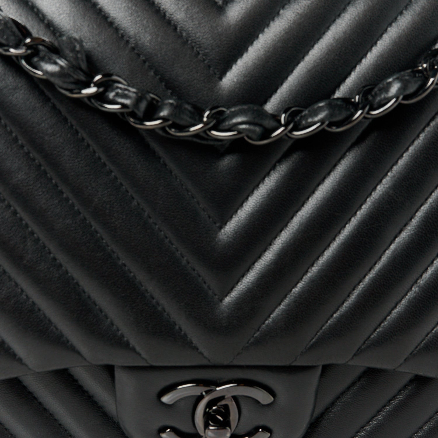 Chanel Lambskin Chevron Quilted Maxi Double Flap So Black 9 of 11