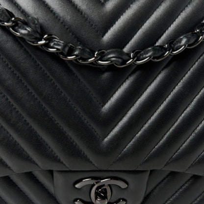 Chanel Lambskin Chevron Quilted Maxi Double Flap So Black 9 of 11