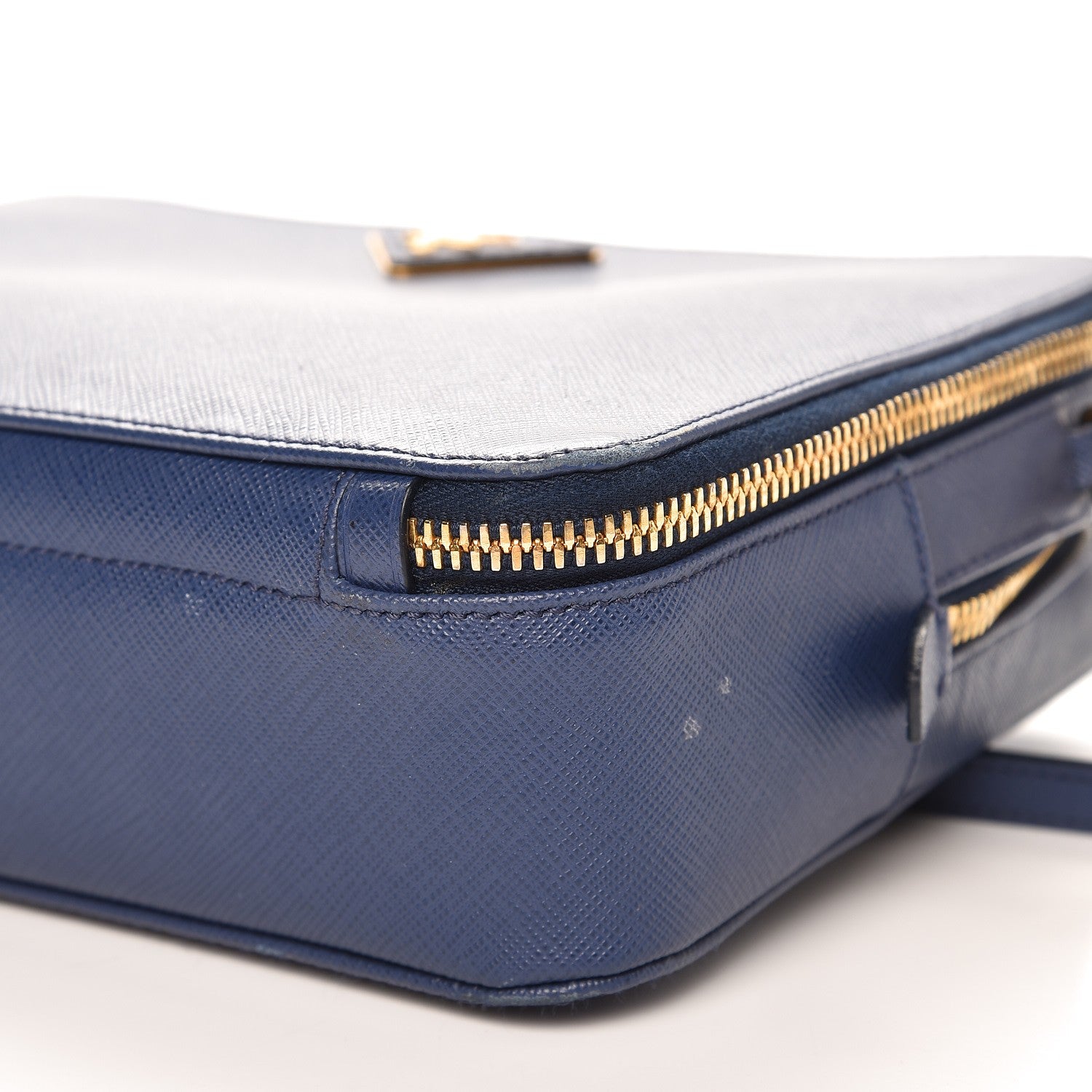 Prada Saffiano Lux Large Zip Crossbody Bag Bleuette 10 of 12