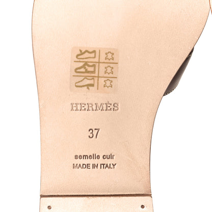 Hermes Box Calfskin Oran Sandals 37 Gold 8 of 9