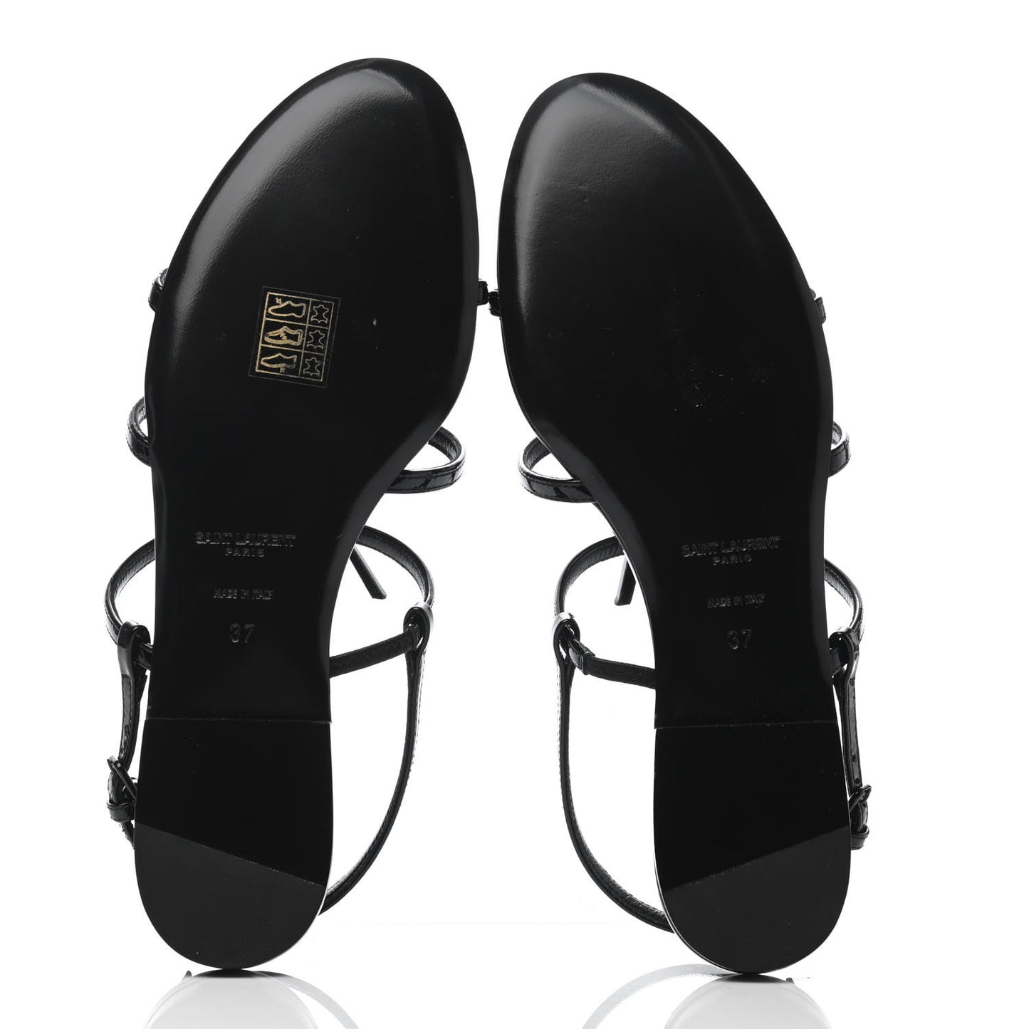 Patent Calfskin Cassandra Monogram Sandals 37 Black