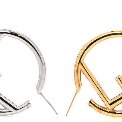 Fendi Metal FF Hoop Earrings Gold Silver 3 of 6