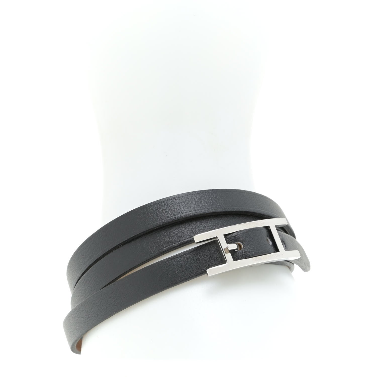 Hermes Chamonix Hapi 3MM Triple Tour Wrap Bracelet L Black 2 of 9