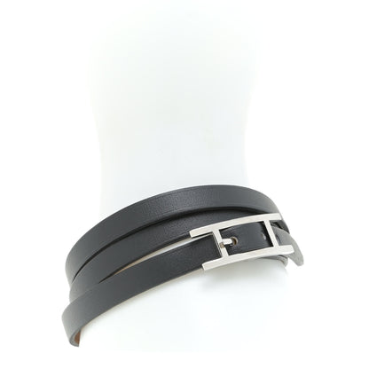 Hermes Chamonix Hapi 3MM Triple Tour Wrap Bracelet L Black 2 of 9