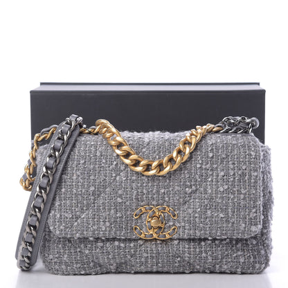 Chanel Tweed Quilted Medium Chanel 19 Flap Grey 11 of 11