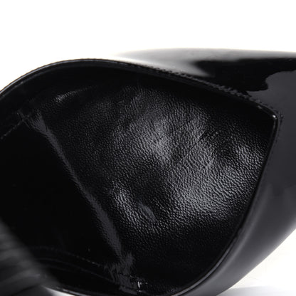 Saint Laurent Patent Freja 105 Flower Ankle Pumps 37.5 Black 10 of 12