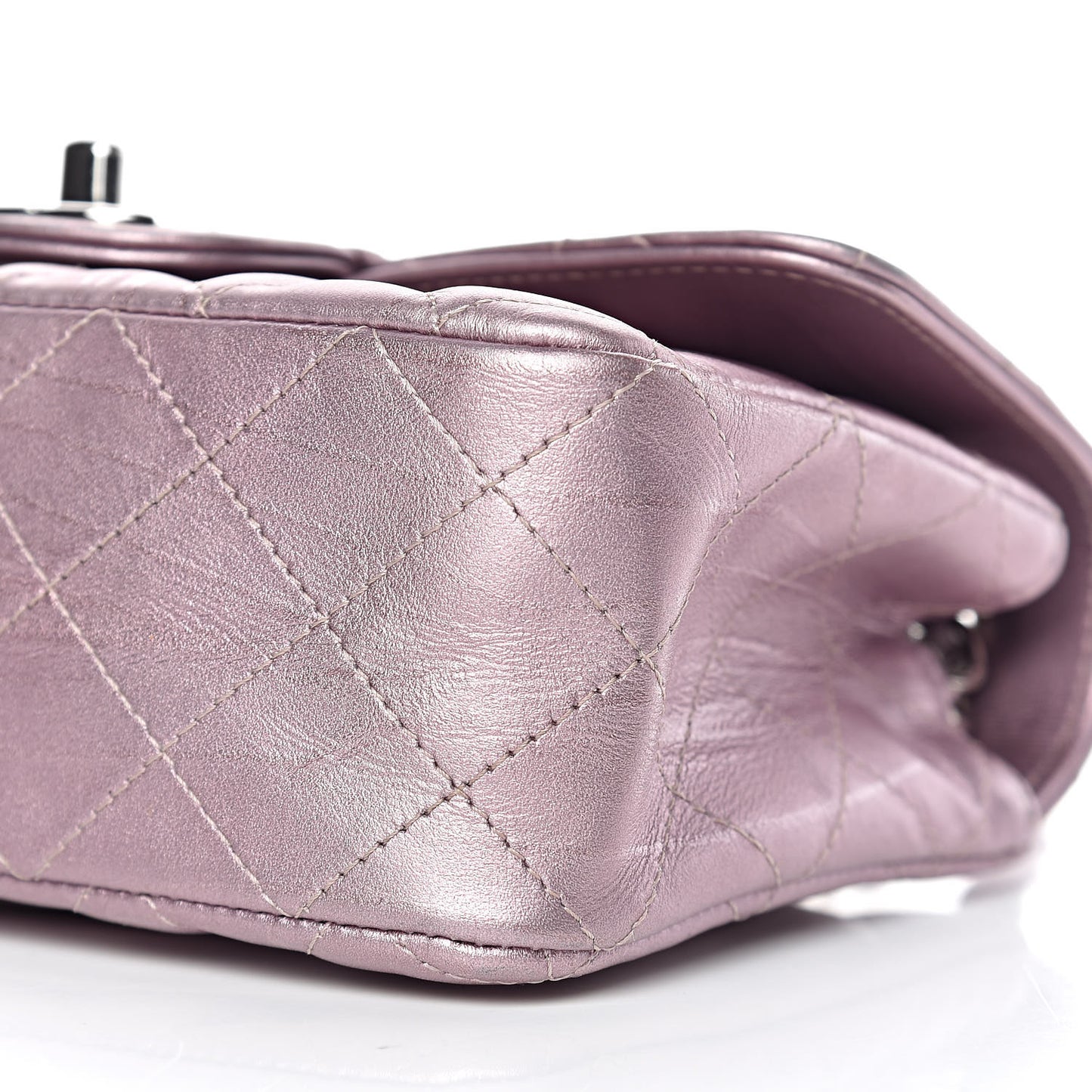 Metallic Calfskin Quilted Mini Rectangular Flap Pink