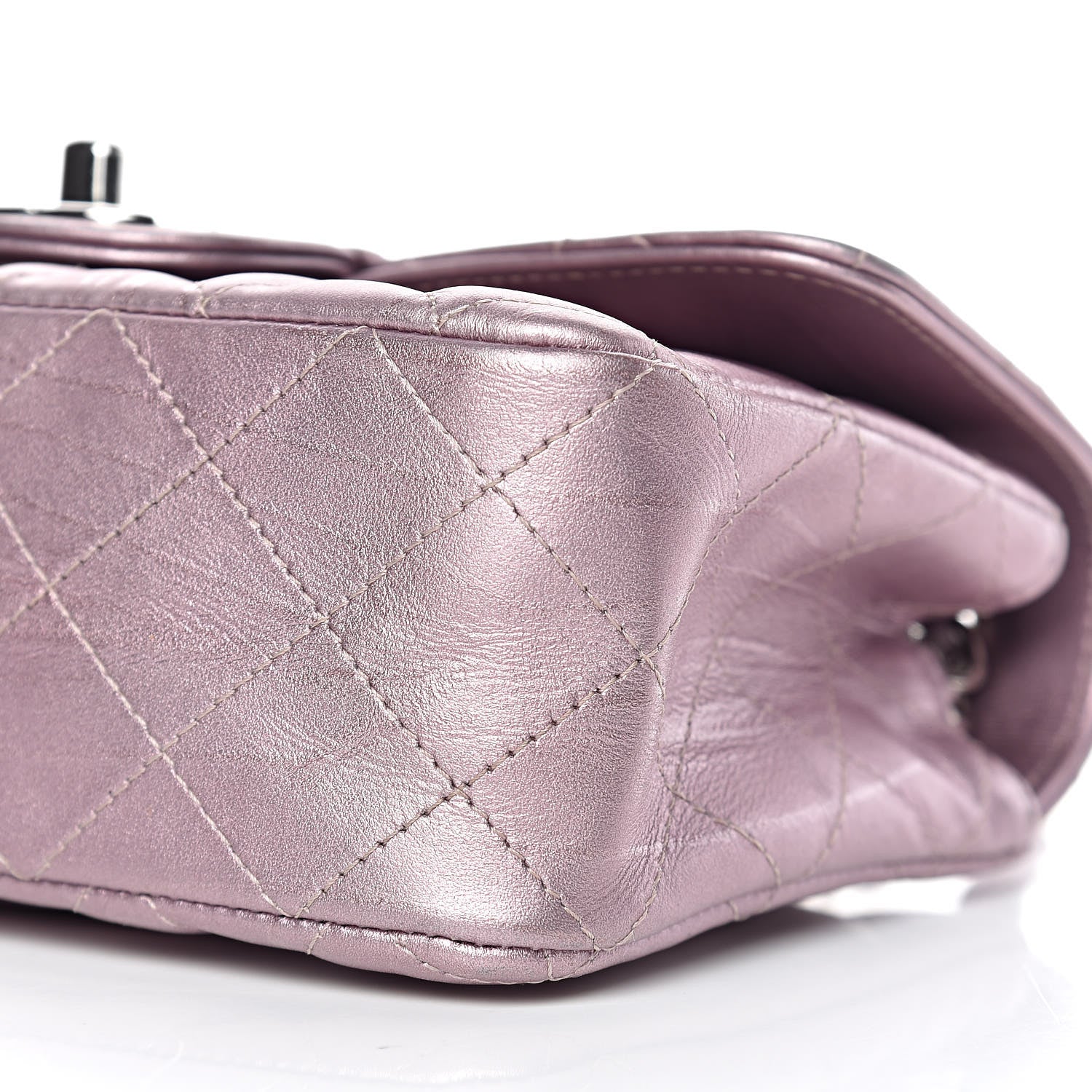 Chanel Metallic Calfskin Quilted Mini Rectangular Flap Pink 9 of 13
