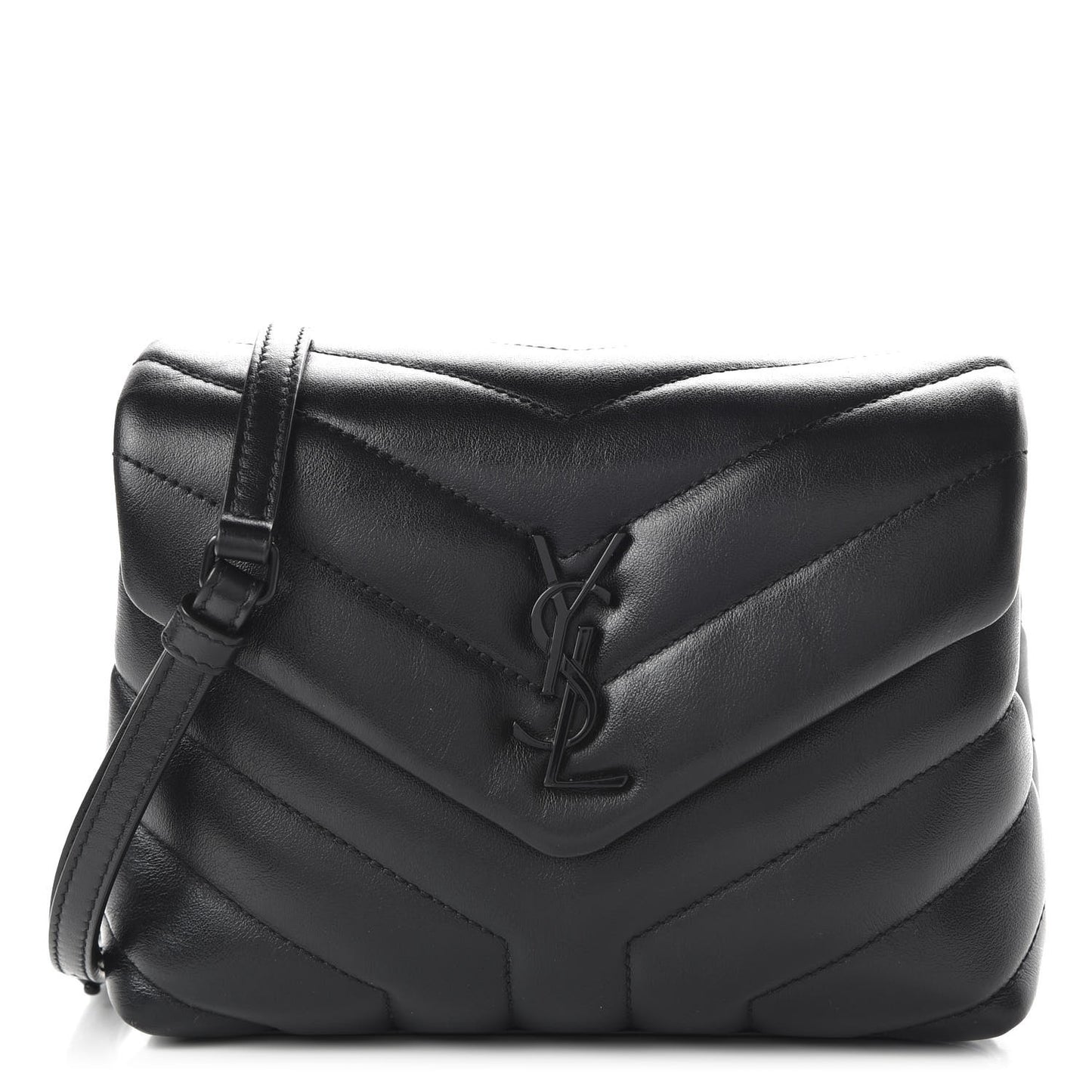 Calfskin Y Quilted Monogram Toy Loulou Crossbody Bag Black