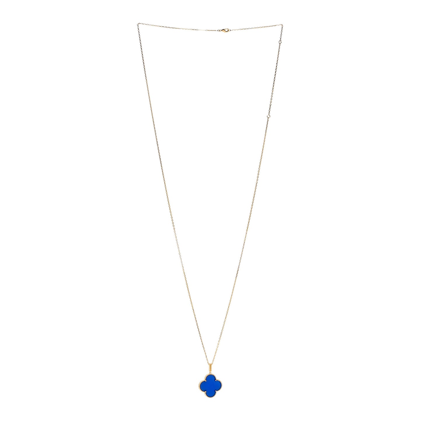 18K Yellow Gold Blue Agate Magic Alhambra Long Necklace