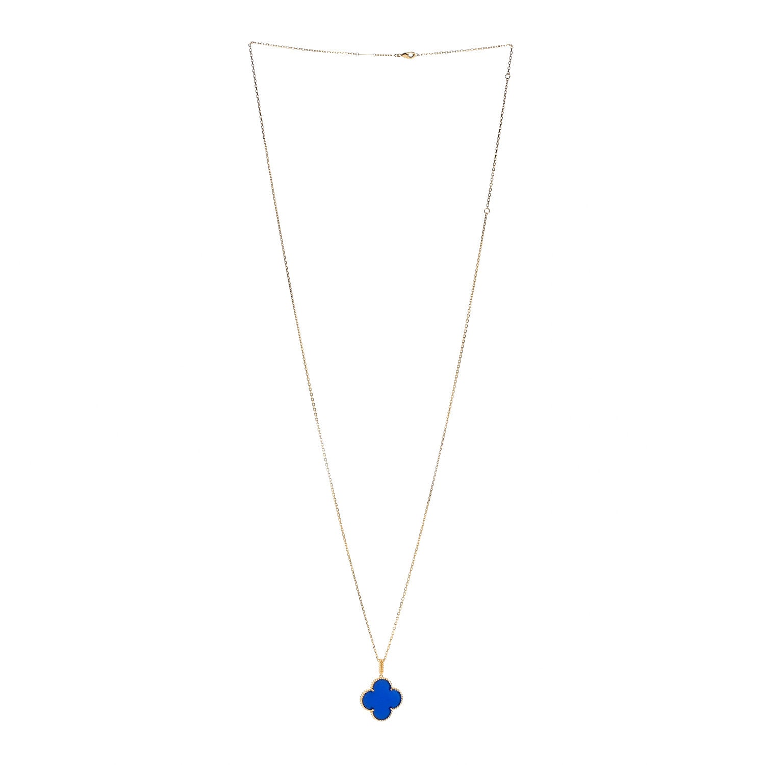 Van Cleef & Arpels 18K Yellow Gold Blue Agate Magic Alhambra Long Necklace 3 of 8