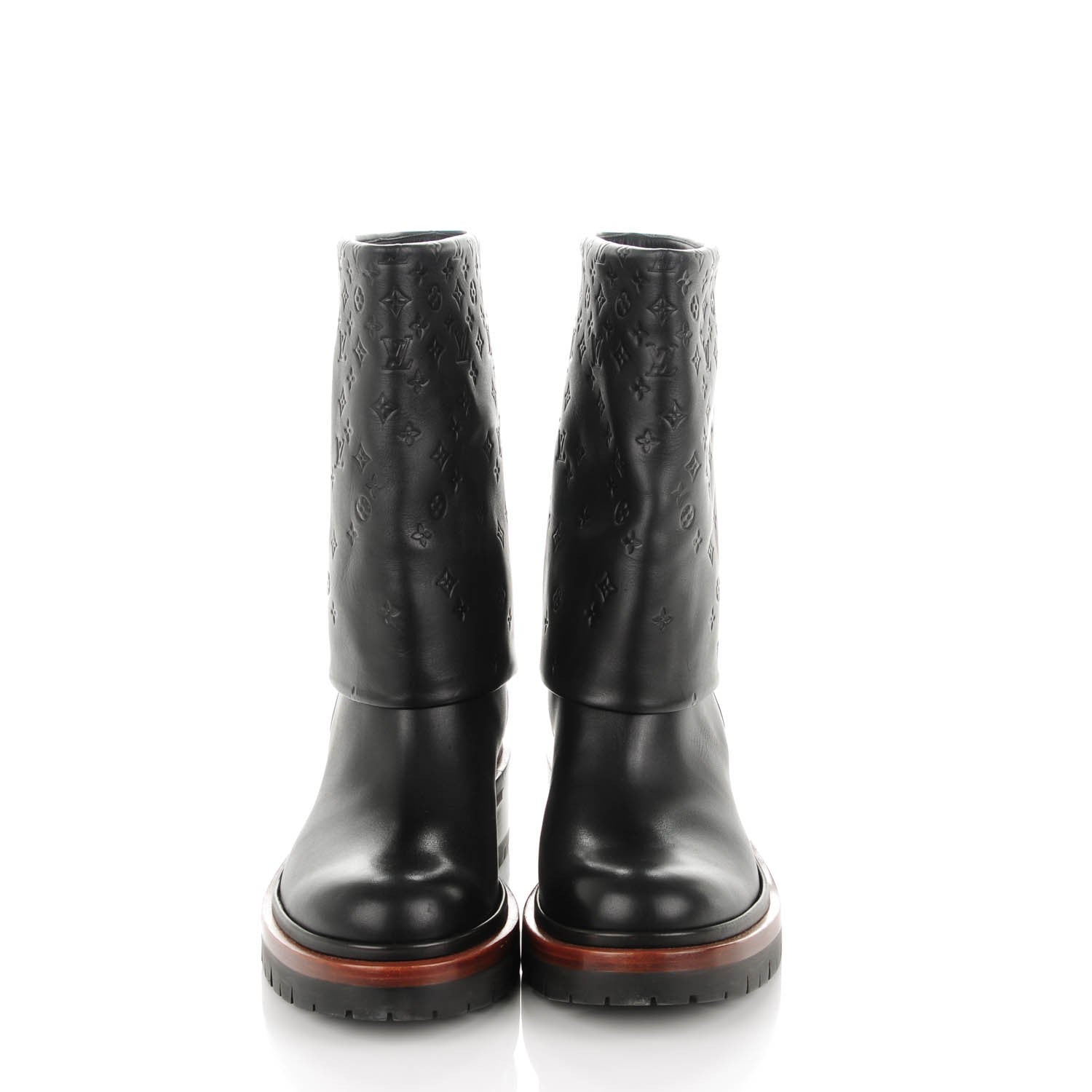 Louis Vuitton Calfskin Monogram Road Trip Flat Boots 38.5 Black 2 of 7