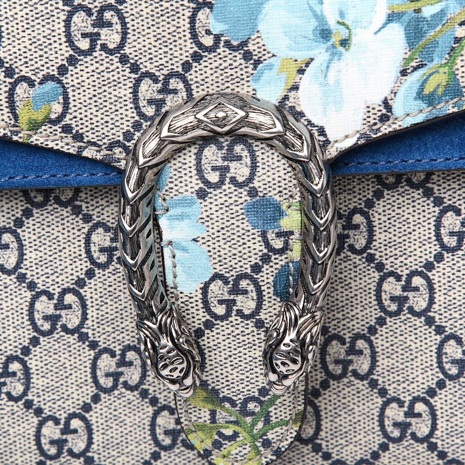 Gucci GG Supreme Monogram Blooms Mini Dionysus Shoulder Bag Beige Navy Vintage Blue 11 of 12